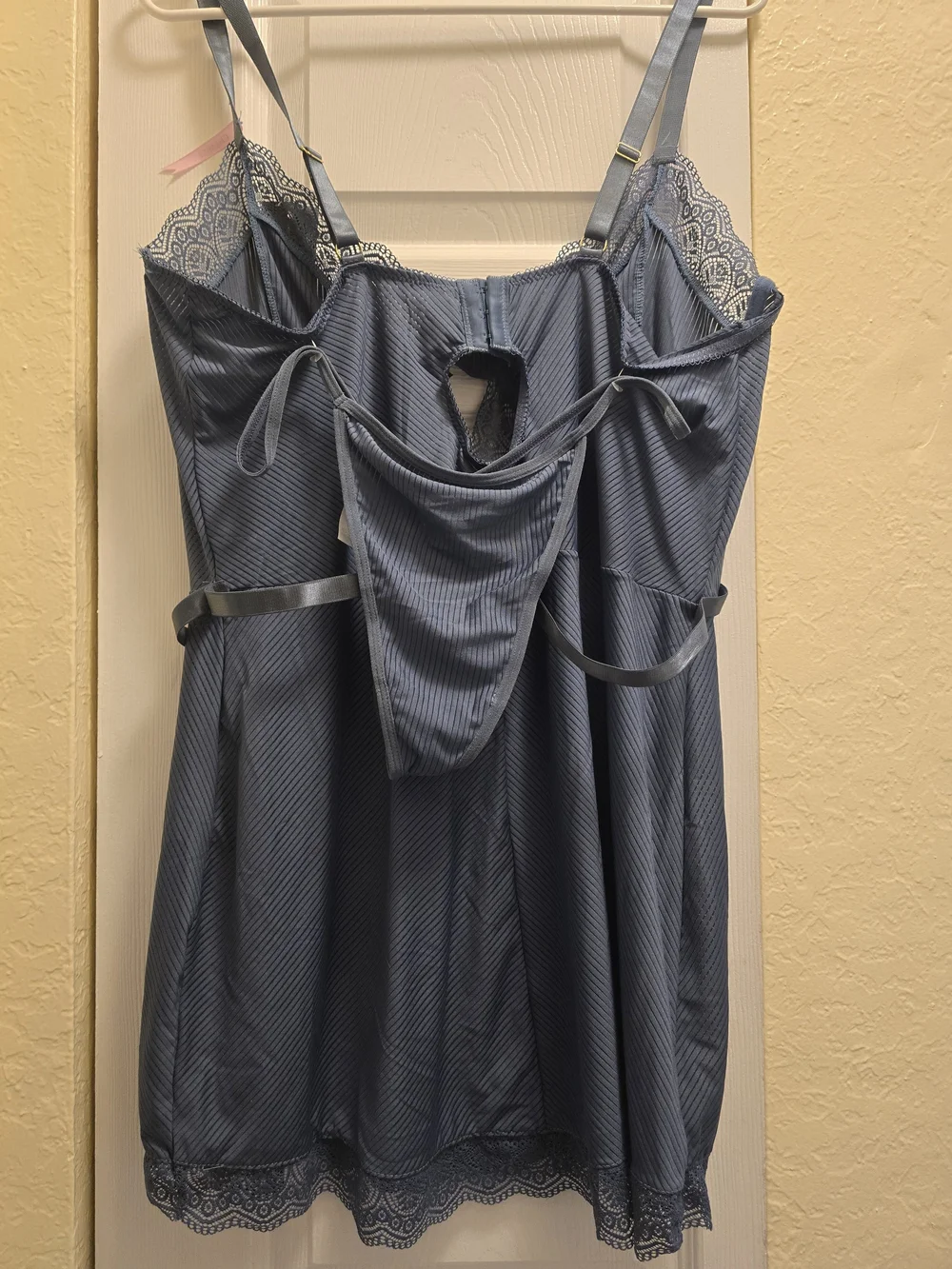 NWT Ashley Stewart Sexy 2X Blue Lace Babydoll Lingerie 2 Piece Set
